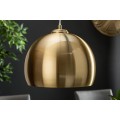 Art deco okrúhly závesný luster Aurora v zlatej farbe s kovovým lesklým povrchom a tvarom nedokončenej gule 30 cm