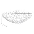 Moderná okrúhla strieborná kovová dekoračná misa Weave v atypickom dizajne kovovej siete 45 cm