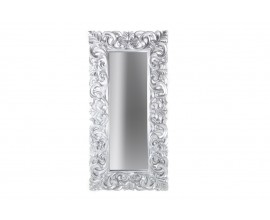 Klasické obdĺžnikové strieborné nástenné zrkadlo Venice so zdobeným rámom v barokovom štýle 180 cm