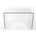 Moderný obdĺžnikový písací stôl Ghost z číreho tvrdeného skla s oblými hranami a dvomi bočnými nohami 120 cm
