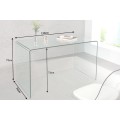 Moderný obdĺžnikový písací stôl Ghost z číreho tvrdeného skla s oblými hranami a dvomi bočnými nohami 120 cm