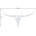 Glamour chrómová nástenná dekorácia Silver Bull v tvare býčej lebky s lesklým povrchom a zaoblenými rohmi 120 cm