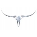 Glamour závesná nástenná dekorácia Silver Bull z chrómovaného kovu v striebornej farbe s lesklým hladkým povrchom a dlhými rohmi
