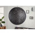 Moderný okrúhly závesný čierny luster Sphere z vlákien banánovníka abaca s priesvitnou štruktúrou 60 cm