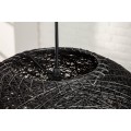 Moderný okrúhly závesný čierny luster Sphere z vlákien banánovníka abaca s priesvitnou štruktúrou 60 cm