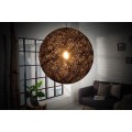 Moderný okrúhly závesný čierny luster Sphere z vlákien banánovníka abaca s priesvitnou štruktúrou 60 cm