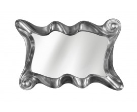 Glamour strieborné obdĺžnikové nástenné zrkadlo Wave s vlnitým rámom a lesklým povrchom 160 cm