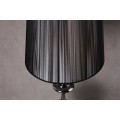 Luxusná glamour jedinečná stojaca lampa Lucie Schwarz z kovu s lesklým čiernym povrchom a okrúhlym nylonovým tienidlom 160 cm 