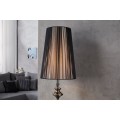 Luxusná glamour jedinečná stojaca lampa Lucie Schwarz z kovu s lesklým čiernym povrchom a okrúhlym nylonovým tienidlom 160 cm 