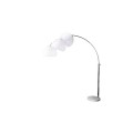 Dizajnová polohovateľná oblúková moderná kovová strieborná stojaca lampa Big Bow s bielym akrylovým okrúhlym tienidlom 205 cm