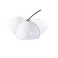 Dizajnová polohovateľná oblúková moderná kovová strieborná stojaca lampa Big Bow s bielym akrylovým okrúhlym tienidlom 205 cm