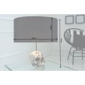 Štýlová glamour okrúhla kovová strieborná stolná lampa Skull s nohou v podobe lebky a čiernym textilným tienidlom 44 cm