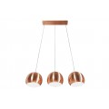 Štýlové závesné trojité svietidlo Copper v medenej farbe z kovu v okrúhlom guľatom tvare okrúhlymi tienidlami 128 cm