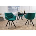 Moderná smaragdovo zelená jedálenská stolička Monzana so zamatovým poťahom s čiernymi kovovými nohami 82 cm 