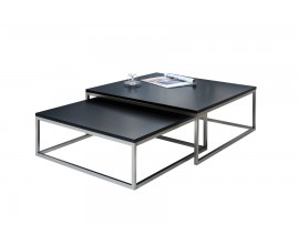 Industriálna štvorcová sada konferenčných stolíkov New Fusion s čiernou matnou doskou a sivou kovovou konštrukciou 75 cm