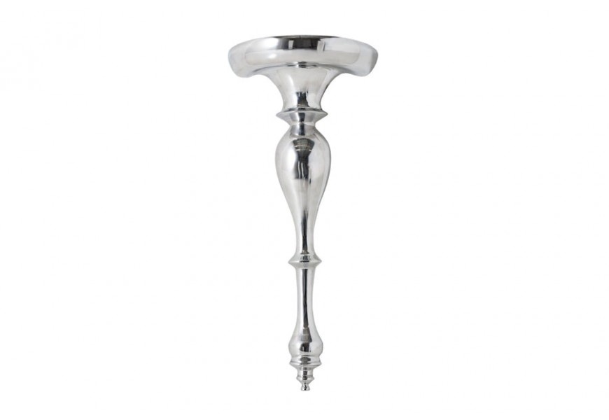 Strieborný kovový nástenný držiak Persephone v barokovom štýle s chrómovým leskom a hornou odkladacou plochou