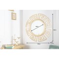 Art deco okrúhle nástenné zrkadlo Euphoria so zlatým kovovým rámom s geometrickým vzorom a hladkým lesklým povrchom 85 cm