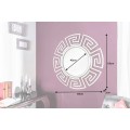Art deco okrúhle nástenné zrkadlo Euphoria so strieborným kovovým rámom s geometrickým gréckym vzorom 85 cm
