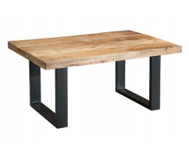 Industriálny obdĺžnikový konferenčný stolík Steele Craft z hnedého mangového dreva s čiernymi kovovými nožičkami 100 cm