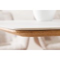 Luxusný obdĺžnikový art deco jedálenský stôl Marmol Lignia s hnedou podstavou s dubovým dizajnom a bielou doskou 200 cm