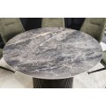 Art deco okrúhly jedálenský stôl Marmol Lignia s čiernou drážkovanou podstavou a mramorovou sivou doskou 120 cm