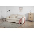Dizajnová škandinávska rozkladacia trojmiestna sedačka Heaven s krémovo béžovým kordovým poťahom a úložným priestorom 215 cm