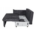 Moderná zamatová tmavosivá rozkladacia sedačke Heaven pre tri osoby s vankúšmi a úložným priestorom 215 cm