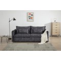 Moderná zamatová tmavosivá rozkladacia sedačke Heaven pre tri osoby s vankúšmi a úložným priestorom 215 cm