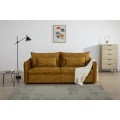 Moderná rozkladacia trojsedačka Heaven s horčicovým žltým zamatovým poťahom a úložným priestorom 215 cm