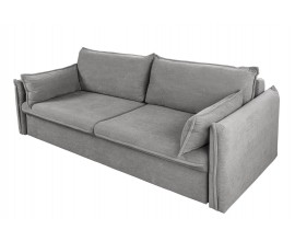 Moderná škandinávska trojmiestna sedačka Heaven v svetlosivej farbe s vrúbkovaným kordovým textilným poťahom a bočnými opierkami s dizajnom vankúšov