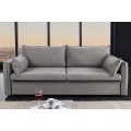 Moderná rozkladacia sivá obdĺžniková trojmiestna sedačka Heaven s vrúbkovaným poťahom a vankúšovými bočnými opierkami 215 cm