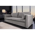 Moderná rozkladacia sivá obdĺžniková trojmiestna sedačka Heaven s vrúbkovaným poťahom a vankúšovými bočnými opierkami 215 cm