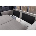 Moderná rozkladacia sivá obdĺžniková trojmiestna sedačka Heaven s vrúbkovaným poťahom a vankúšovými bočnými opierkami 215 cm