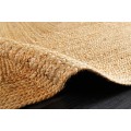 Etno obdĺžnikový koberec Jarie z prírodnej juty v žltých odtieňoch so špirálovým vzorom 230 cm