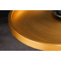 Art deco okrúhly príručný stolík Stone so zlatou kovovou doskou s vyvýšeným okrajom a čiernou mramorovou podstavou 56 cm