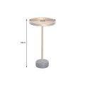 Art deco okrúhly príručný stolík Stone so zlatou kovovou doskou s vyvýšeným okrajom a čiernou mramorovou podstavou 56 cm