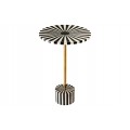 Art deco okrúhly príručný stolík Hypnotique s čiernobielym vykladaním s intarziou a zlatou kovovou tyčou 55 cm