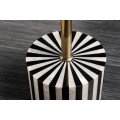 Art deco okrúhly príručný stolík Hypnotique s čiernobielym vykladaním s intarziou a zlatou kovovou tyčou 55 cm