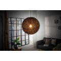 Dizajnová čierna moderná závesná lampa Cocoon guľatého tvaru z banánového vlákna s káblom so stropnou krytkou 45 cm