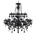 Dizajnový zámocký luster Karat v čiernej lesklej farbe s pätnástimi ramenami s dekoratívnymi kryštálmi 80 cm