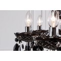 Dizajnový zámocký luster Karat v čiernej lesklej farbe s pätnástimi ramenami s dekoratívnymi kryštálmi 80 cm