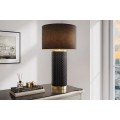 Moderná čierna stolná lampa Draconia so zlatými kovovými detailmi a keramickou podstavou s pleteným dizajnom 70 cm