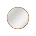 Glamour art deco nástenné závesné okrúhle zrkadlo Auri s tenkým dvojitým kovovým rámom v zlatej farbe