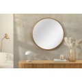 Art deco okrúhle nástenné zrkadlo Auri so zlatým kovovým rámom a zadnou výstužou z dyhovaného dreva 58 cm