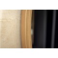 Art deco okrúhle zrkadlo Auri so zlatým tenkým kovovým rámom a zadnou výstužou z dyhovaného dreva na stenu 80 cm