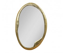 Glamour nástenné zrkadlo Auri so zlatým kovovým asymetrickým rámom a oválnym tvarom