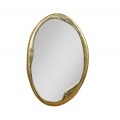 Glamour nástenné zrkadlo Auri so zlatým kovovým asymetrickým rámom a oválnym tvarom