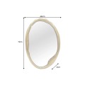 Art deco závesné zrkadlo Auri s atypickým oválnym tvarom a zlatým kovovým rámom so zadnou dyhovanou výstužou 74 cm