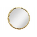 Glamour závesné okrúhle zrkadlo Auri a zlatým kovovým rámom s plastickým vlnitým reliéfom na jednej strane
