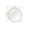 Art deco zrkadlo Auri s plastickým asymetrickým zlatým rámom a okrúhlym tvarom s dyhovanou výstužou na zavesenie 52 cm